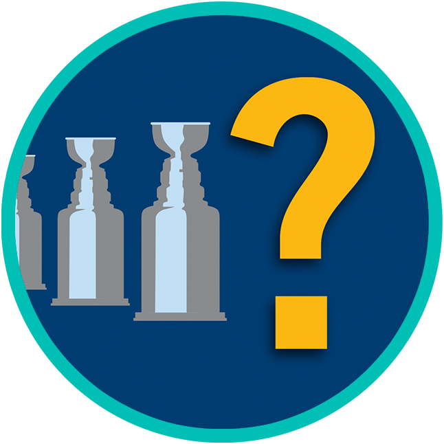 Three trophies are shown in succession, followed by a question mark representing the uncertainty of winning streaks.