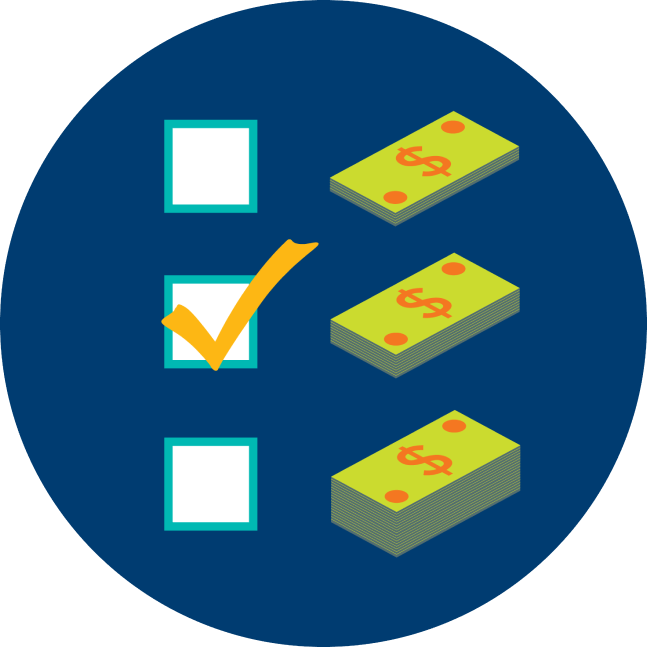 Three wager levels low, medium, and high are shown using a varying stacks of bank notes. The middle option is checked off.