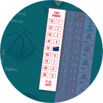 在POOLS投注單上突顯了賽局卡號碼的部分，並看到賽局卡5已被塗上。