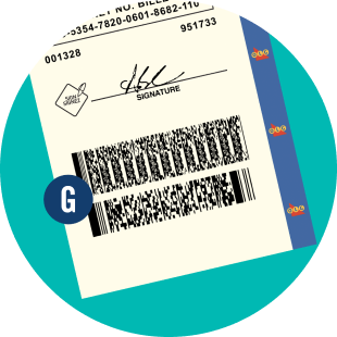 在PROLINE彩票的底部，字母 “G” 突显了可扫描的 OLG App条形码。