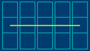 Payline of five symbols matched across the centre line